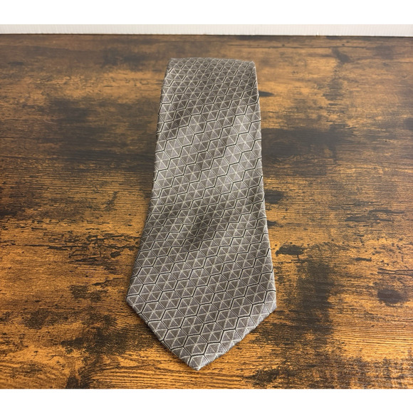 Polo Ralph Lauren Silk Tie Gray Geometric Handmade USA 59" - Picture 3 of 8